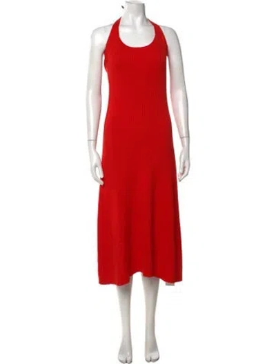 Pre-owned Mara Hoffman Halterneck Midi Length Dress In Red
