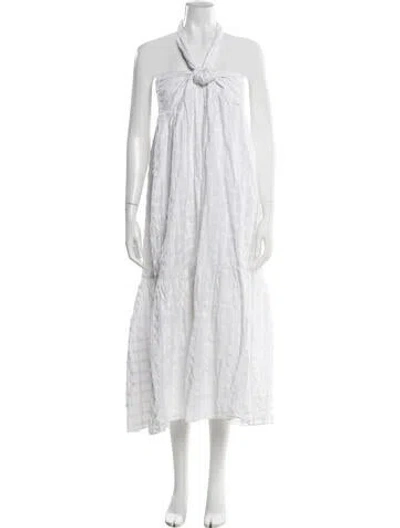 Pre-owned Mara Hoffman Halterneck Midi Length Dress In White