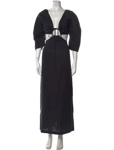 Pre-owned Mara Hoffman Hemp Long Dress In Black