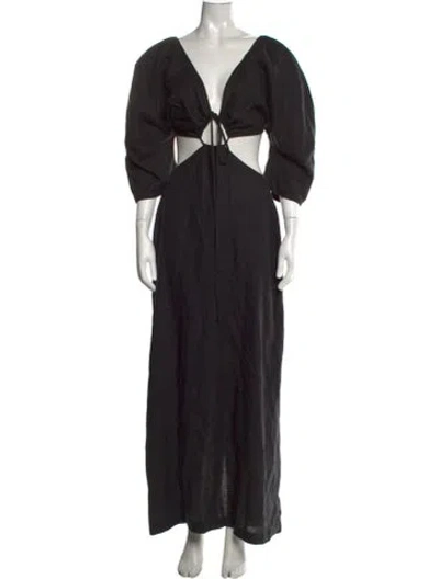 Pre-owned Mara Hoffman Hemp Long Dress In Black