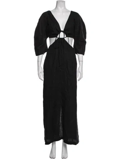 Pre-owned Mara Hoffman Hemp Long Dress In Black