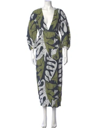 Pre-owned Mara Hoffman Hemp Long Dress In Blue/green