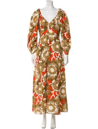 Pre-owned Mara Hoffman Hemp Long Dress In Orange