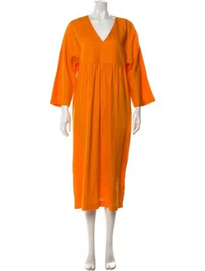 Pre-owned Mara Hoffman Hemp Long Dress In Orange