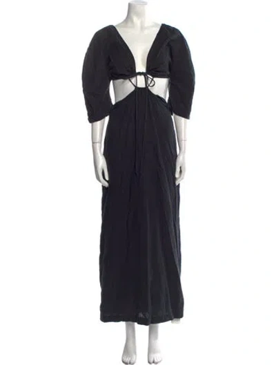 Pre-owned Mara Hoffman Hemp Long Dress W/ Tags In Black