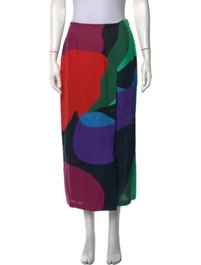 Pre-owned Mara Hoffman Hemp Long Skirt In Black/blue/green