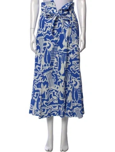 Pre-owned Mara Hoffman Hemp Long Skirt In Blue