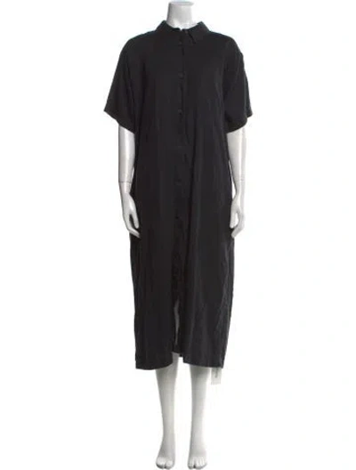 Pre-owned Mara Hoffman Hemp Midi Length Dress In Black