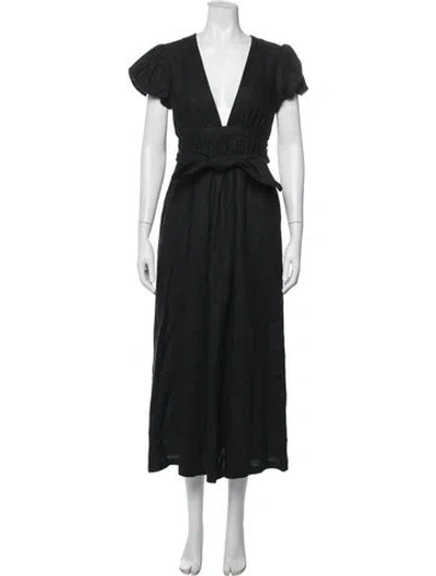 Pre-owned Mara Hoffman Hemp Midi Length Dress In Black