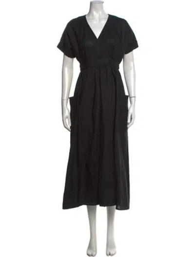 Pre-owned Mara Hoffman Hemp Midi Length Dress In Black