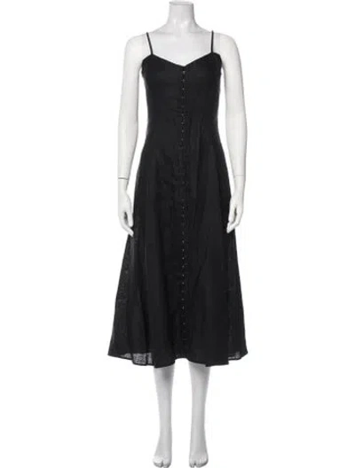 Pre-owned Mara Hoffman Hemp Midi Length Dress In Black