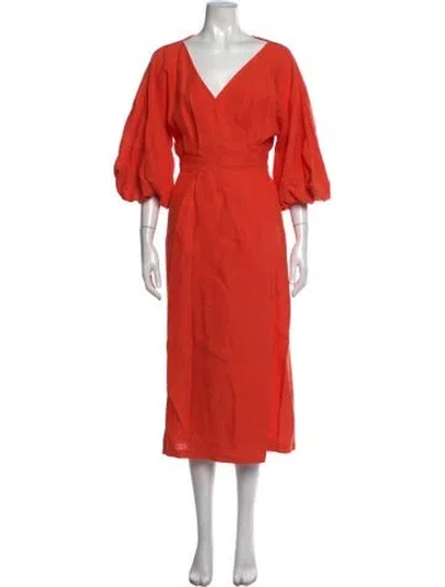 Pre-owned Mara Hoffman Hemp Midi Length Dress In Orange