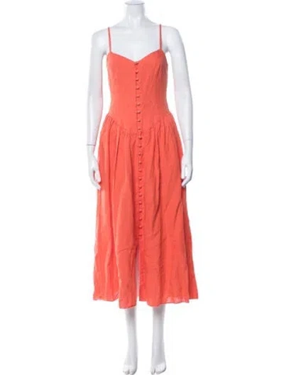 Pre-owned Mara Hoffman Hemp Midi Length Dress In Orange