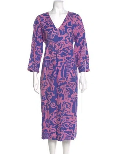 Pre-owned Mara Hoffman Hemp Midi Length Dress In Purple