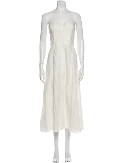 Pre-owned Mara Hoffman Hemp Midi Length Dress In White