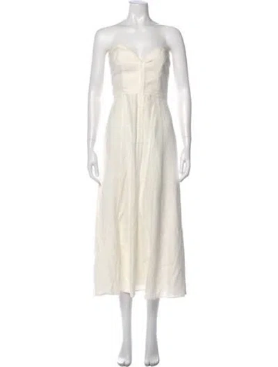 Pre-owned Mara Hoffman Hemp Midi Length Dress In White