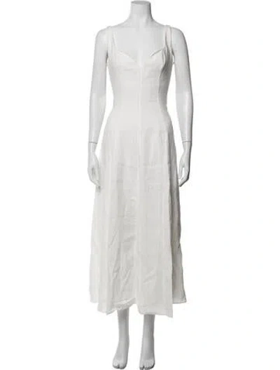 Pre-owned Mara Hoffman Hemp Midi Length Dress In White
