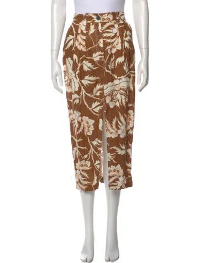 Pre-owned Mara Hoffman Hemp Midi Length Skirt In Brown