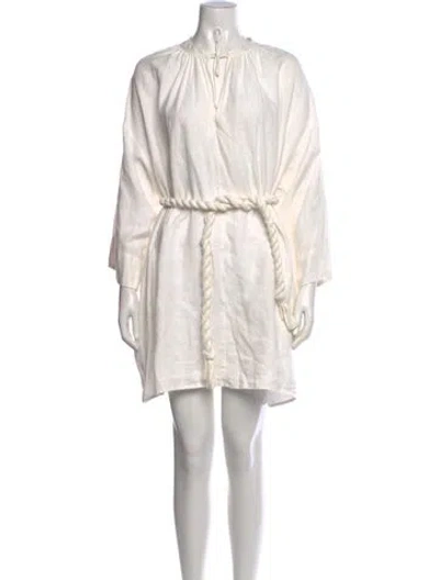 Pre-owned Mara Hoffman Hemp Mini Dress In White