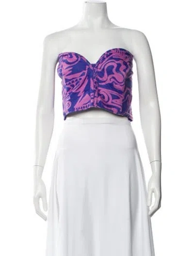 Pre-owned Mara Hoffman Hemp Patterned Crop Top In Red