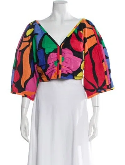 Pre-owned Mara Hoffman Hemp Patterned Crop Top W/ Tags In Multi