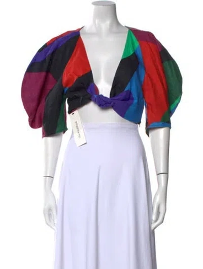 Pre-owned Mara Hoffman Hemp Printed Crop Top In Multi