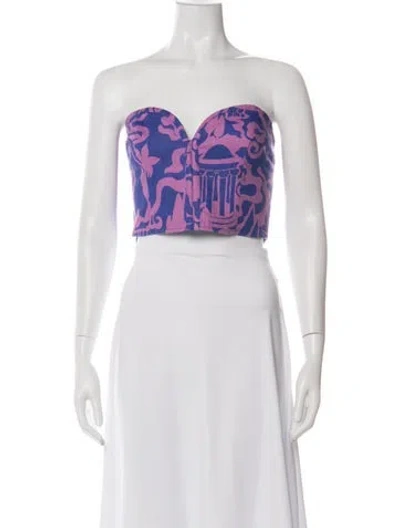 Pre-owned Mara Hoffman Hemp Printed Crop Top In Red