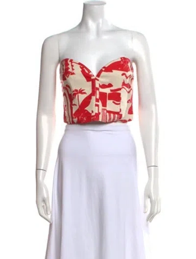 Pre-owned Mara Hoffman Hemp Printed Crop Top In Red