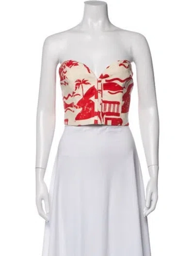 Pre-owned Mara Hoffman Hemp Printed Crop Top In Red