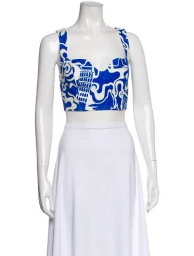 Pre-owned Mara Hoffman Hemp Printed Crop Top In White