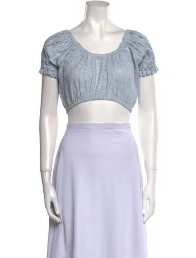 Pre-owned Mara Hoffman Hemp Scoop Neck Crop Top In Blue