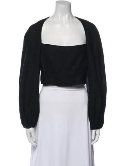 Pre-owned Mara Hoffman Hemp Square Neckline Crop Top In Black