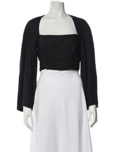 Pre-owned Mara Hoffman Hemp Square Neckline Crop Top In Black