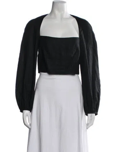 Pre-owned Mara Hoffman Hemp Square Neckline Crop Top In Black