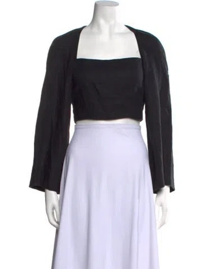 Pre-owned Mara Hoffman Hemp Square Neckline Crop Top In Black