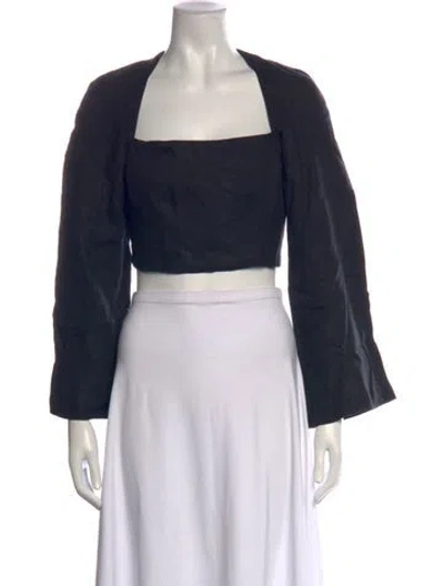 Pre-owned Mara Hoffman Hemp Square Neckline Crop Top In Black