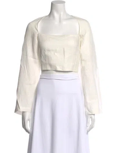 Pre-owned Mara Hoffman Hemp Square Neckline Crop Top In Neutrals