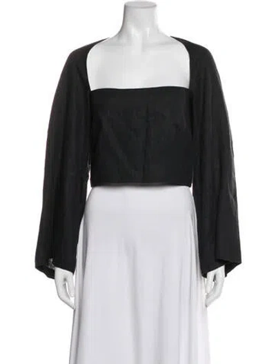 Pre-owned Mara Hoffman Hemp Square Neckline Crop Top W/ Tags In Black