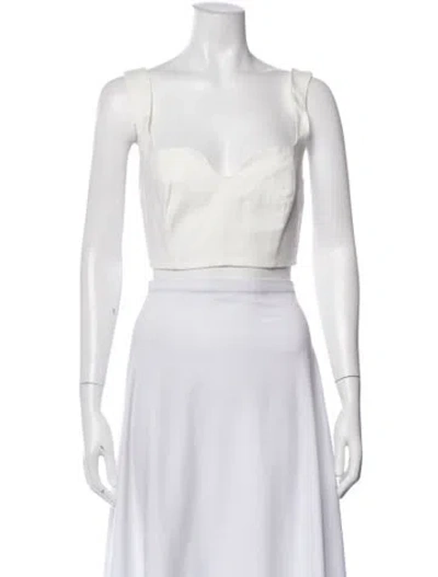 Pre-owned Mara Hoffman Hemp Square Neckline Crop Top W/ Tags In White