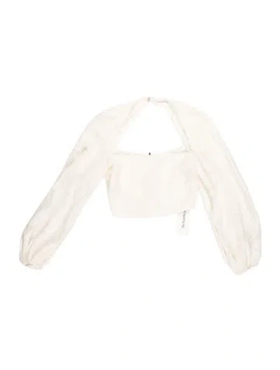 Pre-owned Mara Hoffman Hemp Square Neckline Crop Top In White