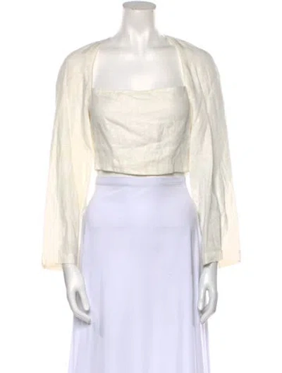 Pre-owned Mara Hoffman Hemp Square Neckline Crop Top In White