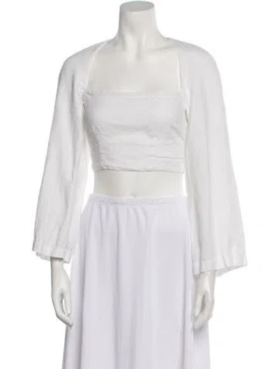 Pre-owned Mara Hoffman Hemp Square Neckline Crop Top In White