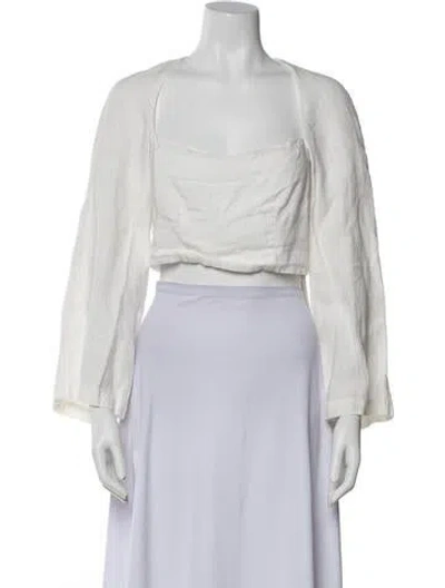 Pre-owned Mara Hoffman Hemp Square Neckline Crop Top In White