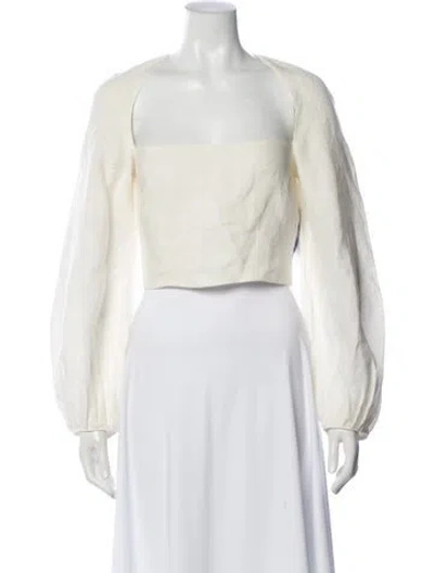 Pre-owned Mara Hoffman Hemp Square Neckline Crop Top In White