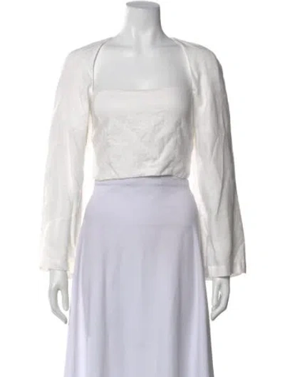 Pre-owned Mara Hoffman Hemp Square Neckline Crop Top In White