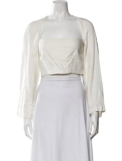 Pre-owned Mara Hoffman Hemp Square Neckline Top In White
