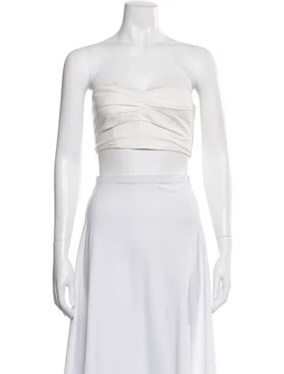 Pre-owned Mara Hoffman Hemp Strapless Crop Top In White