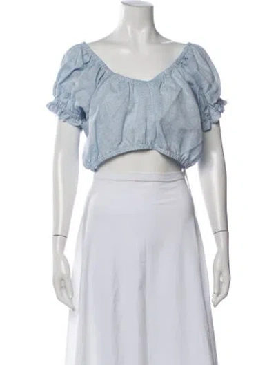 Pre-owned Mara Hoffman Hemp Striped Crop Top In Blue