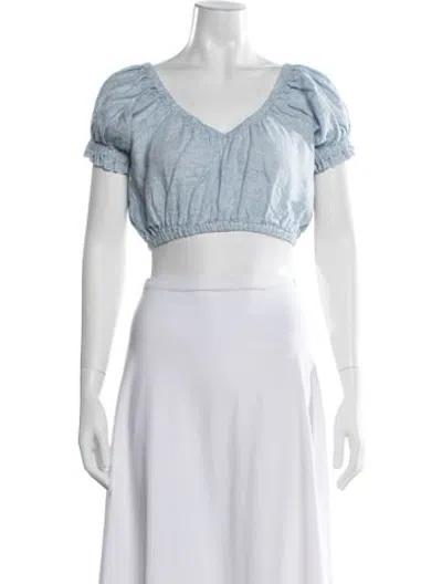 Pre-owned Mara Hoffman Hemp Striped Crop Top In Blue