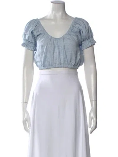 Pre-owned Mara Hoffman Hemp Striped Crop Top W/ Tags In Blue